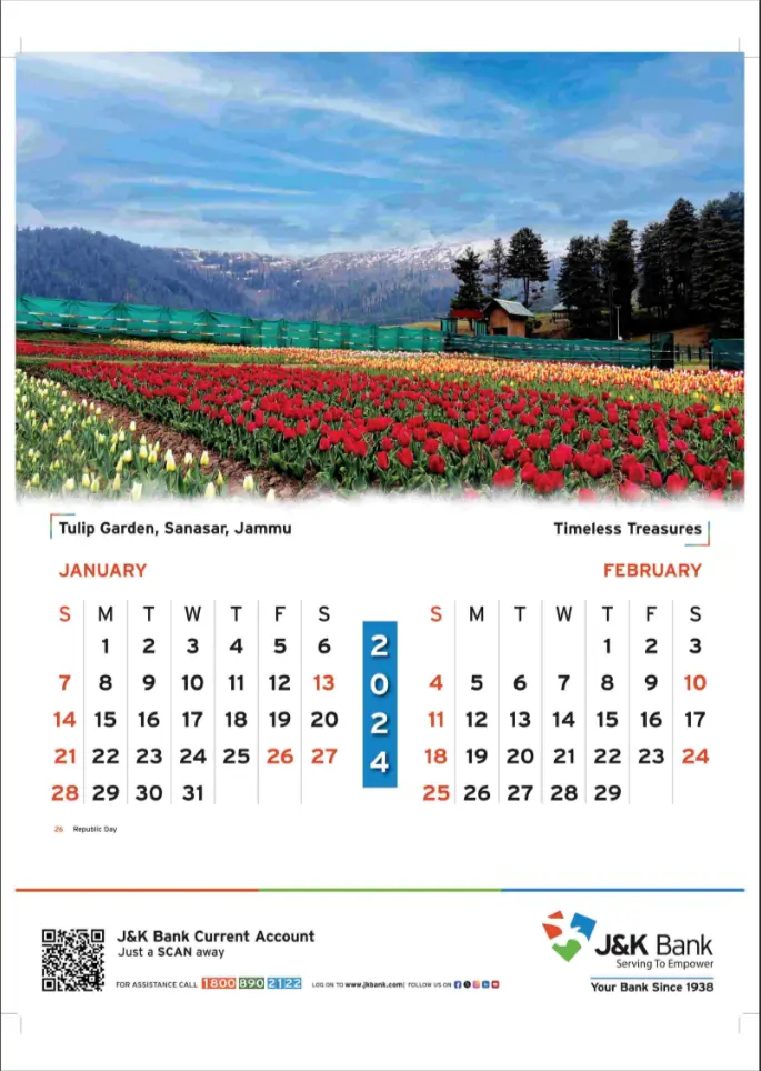 J&K Bank Calendar 2024 PDF Download